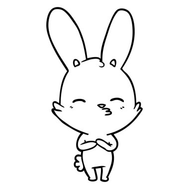 meraklı bunny çizgi vektör çizim