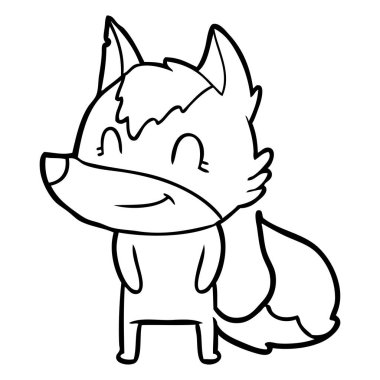 vektör çizim dostu karikatür kurt
