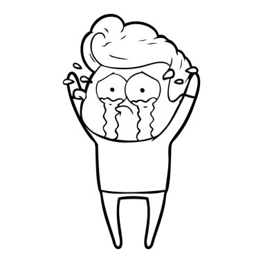 adam ağlıyor çizgi film vektör çizim