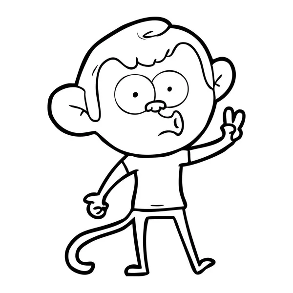 Vektorillustration Tecknade Tutning Monkey — Stock vektor
