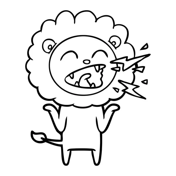 Vector Illustration Cartoon Roaring Lion — Stock Vector