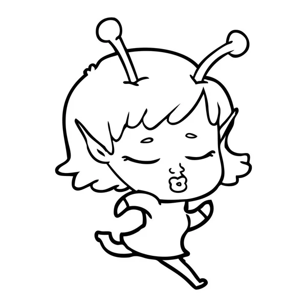 Vektor Illustration Von Cartoon Alien Mädchen — Stockvektor