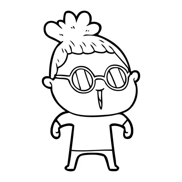 Mujer Dibujos Animados Con Gafas — Vector de stock