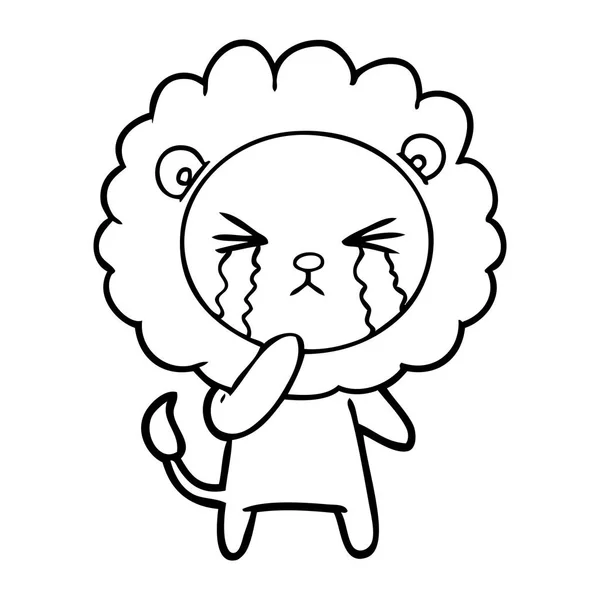 Vector Illustration Cartoon Crying Lion — Stock Vector