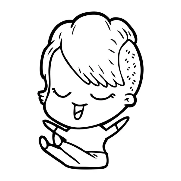 幸せな漫画の女の子のベクトル イラスト — ストックベクタ
