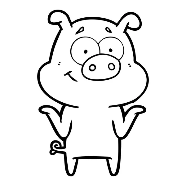 Vector Illustration Happy Cartoon Pig — Stock Vector