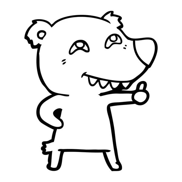 Γελοιογραφία Πολική Αρκούδα Δίνοντας Τους Αντίχειρες Επάνω Σημάδι — Διανυσματικό Αρχείο