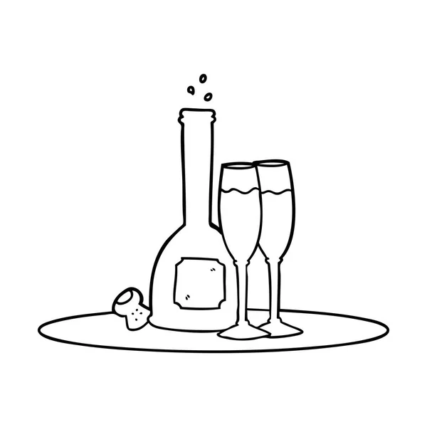 Cartoon Champagne Bricka — Stock vektor