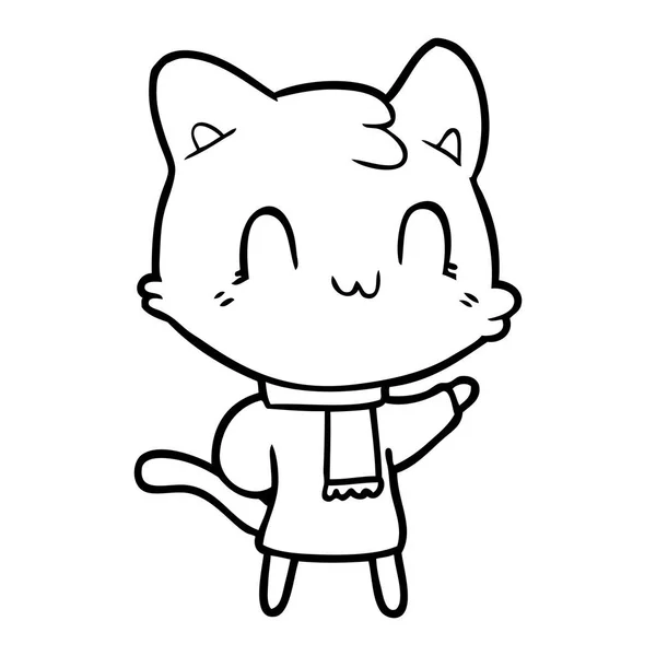 Ilustração Vetorial Desenho Animado Gato Feliz — Vetor de Stock