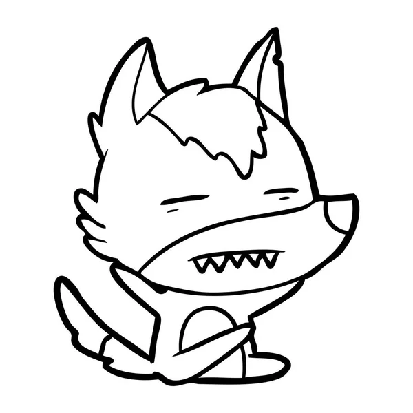 Lobo Dos Desenhos Animados Mostrando Dentes — Vetor de Stock