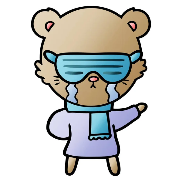 Crying Cartoon Bear Wearing Rave Sunglasses — Stock Vector