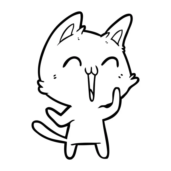 Vector Illustration Happy Cartoon Cat — Stock Vector