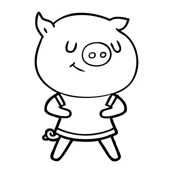 Vector Illustration Happy Cartoon Pig — Stock Vector