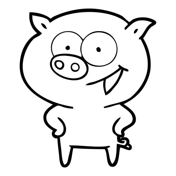 Vector Illustration Cheerful Pig Cartoon — Stock Vector