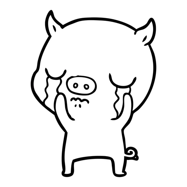 Vector Ilustración Dibujos Animados Cerdo Llorando — Archivo Imágenes Vectoriales