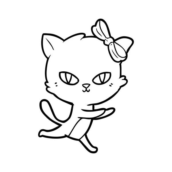 Bonito Desenho Animado Gato Execução —  Vetores de Stock