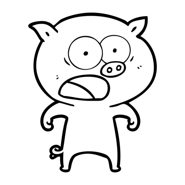 Vector Ilustración Dibujos Animados Cerdo Gritando — Vector de stock