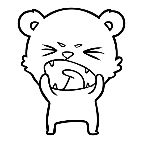 Vector Illustration Angry Cartoon Bear — Stock Vector