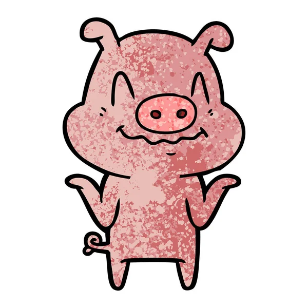 Illustration Vectorielle Cochon Dessin Animé Nerveux — Image vectorielle