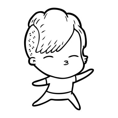 çizgi film kız gözlerini kısarak vektör çizim