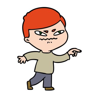 Çizgi filmdeki kızgın adam işaret ediyor