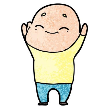 mutlu karikatür kel adam