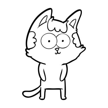 vektör çizim karikatür mutlu kedi