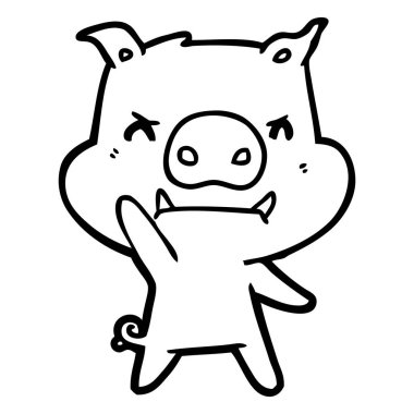 kızgın çizgi film domuz vektör çizim