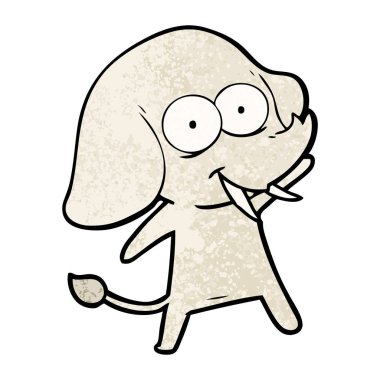 mutlu çizgi film fil vektör çizim