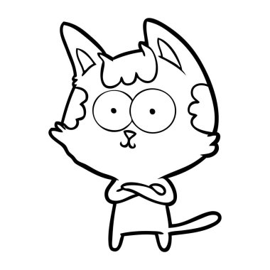 vektör çizim karikatür mutlu kedi