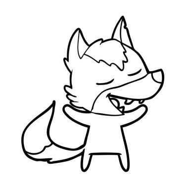 vektör çizim karikatür kurt gülen