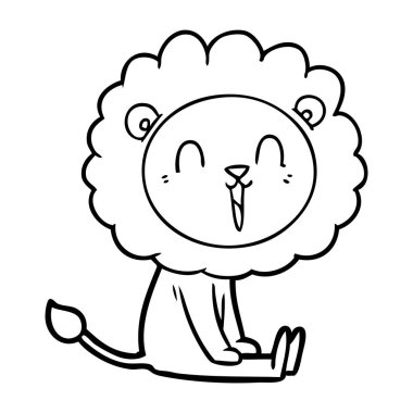 oturan aslan karikatür gülüyor