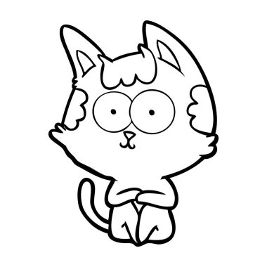 vektör çizim karikatür mutlu kedi