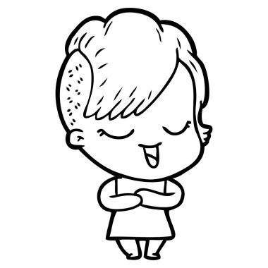 mutlu çizgi film kız vektör çizim