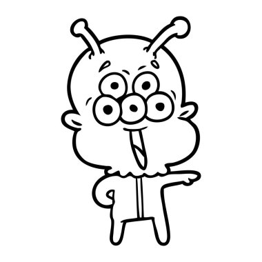 mutlu çizgi film uzaylı vektör çizim