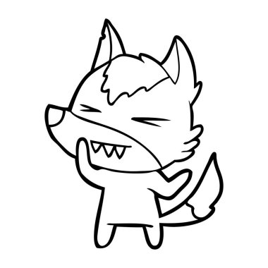 vektör çizim öfkeli wolf çizgi film