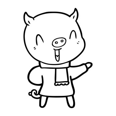 mutlu karikatür domuz vektör çizim