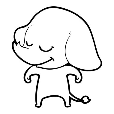 vektör çizim karikatür fil gülümseyen