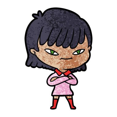 Çizgi filmdeki kadının vektör çizimi