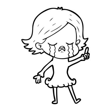 vektör çizim karikatür kız ağlıyor