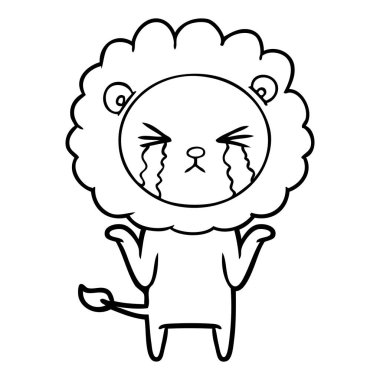 vektör çizim aslan ağlıyor çizgi film