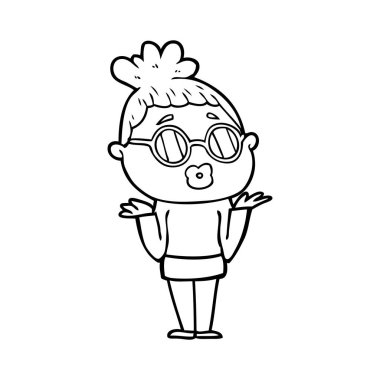 çizgi film karışık kadın gözlük takıyor