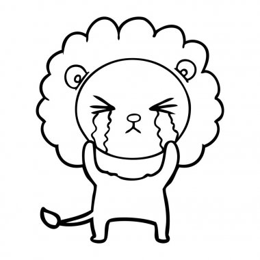 vektör çizim aslan ağlıyor çizgi film