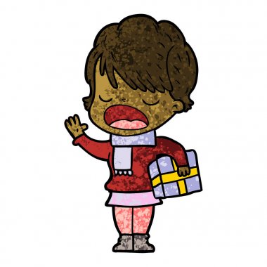 Çizgi filmdeki kadının vektör çizimi