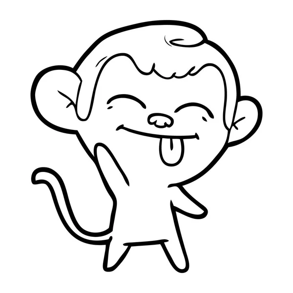 滑稽的卡通猴子挥动 — 图库矢量图片