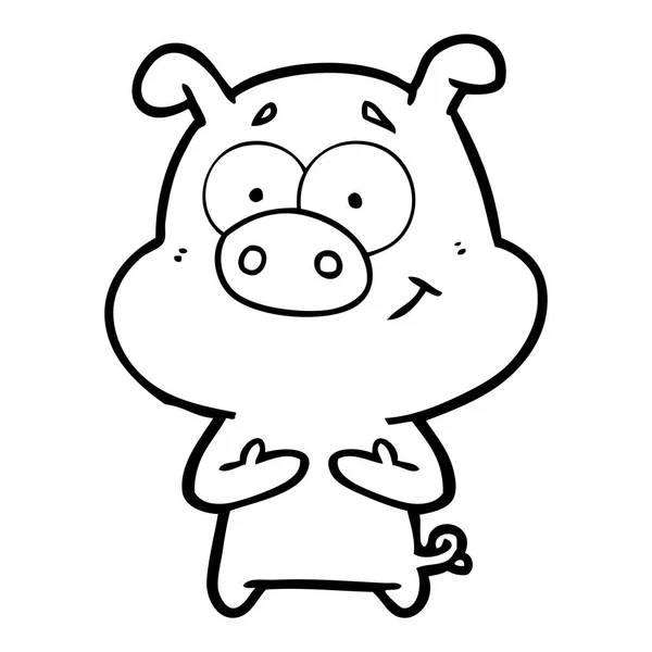 Vector Illustration Happy Cartoon Pig — Stock Vector