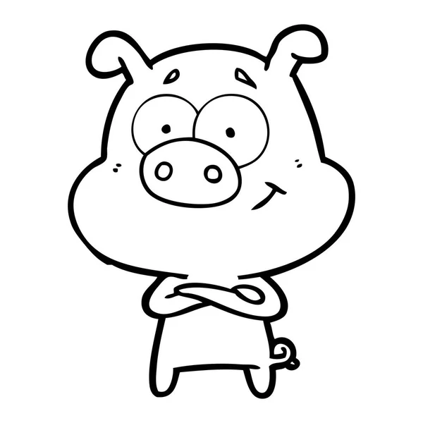 Illustration Vectorielle Cochon Heureux Dessin Animé — Image vectorielle