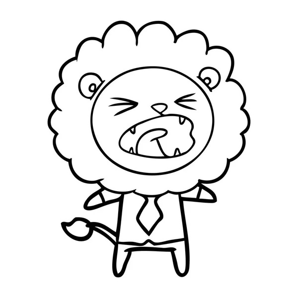 ビジネス服の漫画ライオン — ストックベクタ