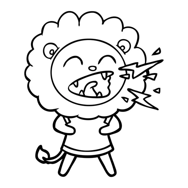 Desenho Animado Rugindo Leão Vestido — Vetor de Stock