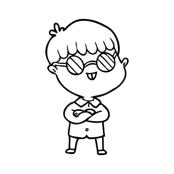 Menino Dos Desenhos Animados Usando Óculos — Vetor de Stock